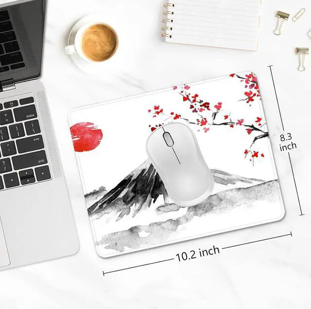 Alt view image 5 of 6 - Mouse Pad 30% Thicker Japanese Style Computer Mousepad Anti-Slip Rubber Mouse Mat with Stitched Edges for Gaming Office Laptop PC Women & Men 8 x 10 Thick 5mm Fujiyama Sakura