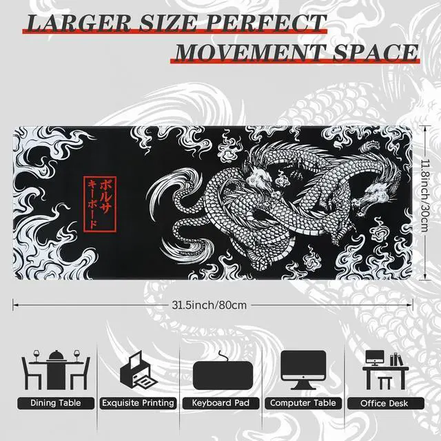 Alt view image 2 of 7 - Mouse Pad Gaming Large Desk Pad (31.5 x 11.8 x0.12 inch) Washable Keyboard Pad Laptop Desk Mat Japanese Mouse Pad with Anti-Slip Rubber Base Extended Mouse Pad for Office & Home.