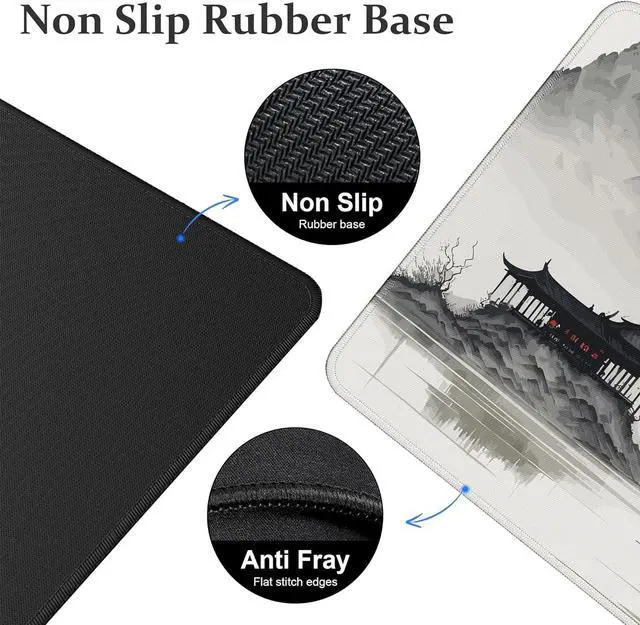 Alt view image 3 of 7 - Japanese Cherry Blossom Large Gaming Mouse Pad for Desk Big Mouse Pad Gaming Desk Mat for Keyboard and Mouse 31.5x11.8in Mousepad with Stitched Edge Non-Slip Base Computer Keyboard Mouse Mat Desk Pad