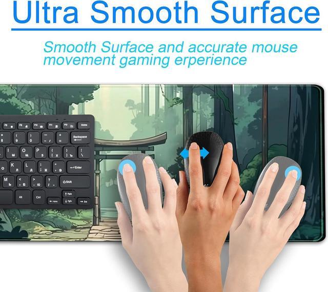 Alt view image 4 of 7 - Japanese Green Forest Gaming Mouse Pad Anime Tree Woodland Desk Mat XL Large Cute Aesthetics Women Office Desk Decor Laptop Computer Keyboard and Mouse Mat with Stitched Edges Matt 31.5x11.8
