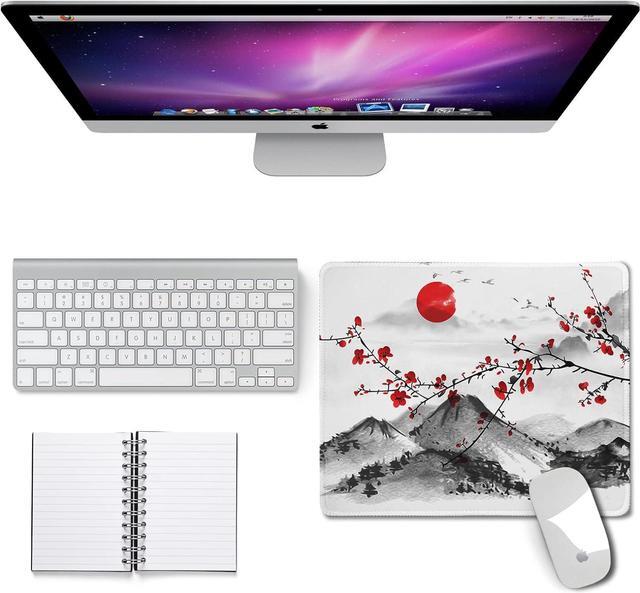 Alt view image 2 of 7 - Watercolor Cherry Blossom Mouse Pad Gaming Mousepad Large Japanese Sakura Mouse Mat with Stitched Edge Small Desk Pad for Wireless Mouse 10.28.30.12 Inch Non-Slip Rubber Base Office Gaming Working