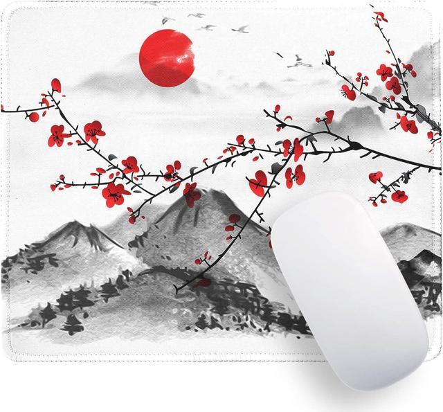Main image of Watercolor Cherry Blossom Mouse Pad Gaming Mousepad Large Japanese Sakura Mouse Mat with Stitched Edge Small Desk Pad for Wireless Mouse 10.28.30.12 Inch Non-Slip Rubber Base Office Gaming Working