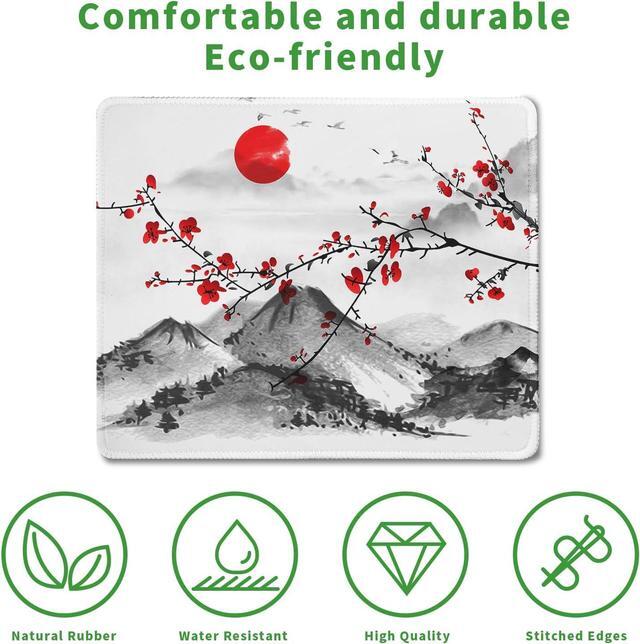 Alt view image 4 of 7 - Watercolor Cherry Blossom Mouse Pad Gaming Mousepad Large Japanese Sakura Mouse Mat with Stitched Edge Small Desk Pad for Wireless Mouse 10.28.30.12 Inch Non-Slip Rubber Base Office Gaming Working