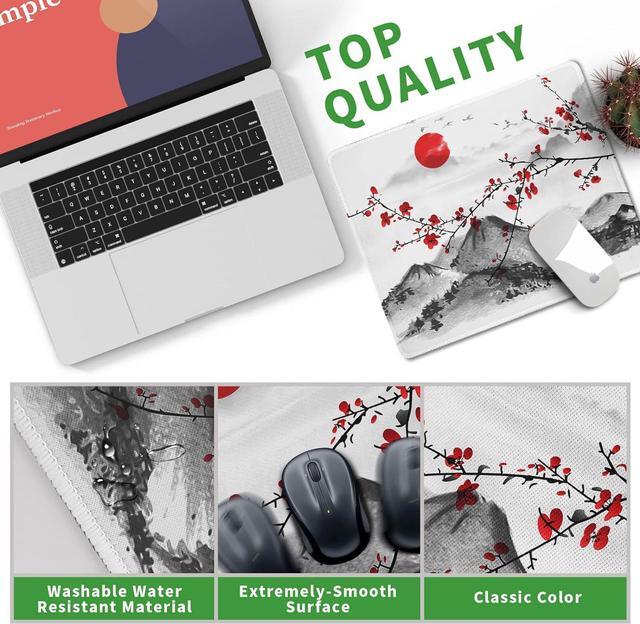 Alt view image 5 of 7 - Watercolor Cherry Blossom Mouse Pad Gaming Mousepad Large Japanese Sakura Mouse Mat with Stitched Edge Small Desk Pad for Wireless Mouse 10.28.30.12 Inch Non-Slip Rubber Base Office Gaming Working