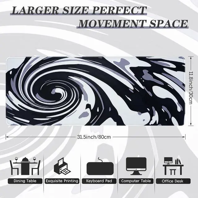 Alt view image 2 of 7 - Mouse Pad Gaming Large Desk Pad (31.5 x 11.8 x0.12 inch) Washable Keyboard Pad Laptop Desk Mat Japanese Mouse Pad with Anti-Slip Rubber Base Extended Mouse Pad for Office & Home.