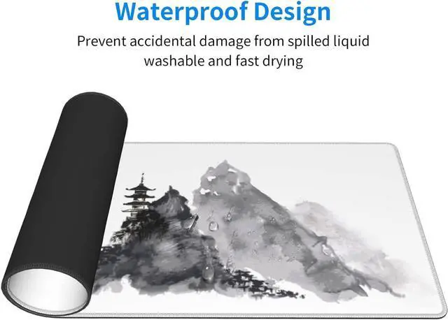 Alt view image 5 of 7 - Watercolor Japanese Samurai Bushido Gaming Mouse Pad XL Non Slip Rubber Base Mousepad Stitched Edges Desk Pad Extended Large Mice Pad 31.5 X 11.8 Inch