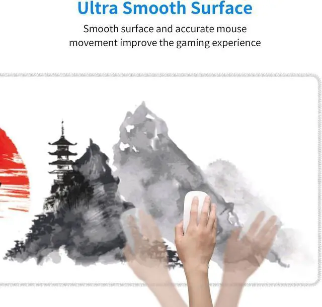 Alt view image 6 of 7 - Watercolor Japanese Samurai Bushido Gaming Mouse Pad XL Non Slip Rubber Base Mousepad Stitched Edges Desk Pad Extended Large Mice Pad 31.5 X 11.8 Inch