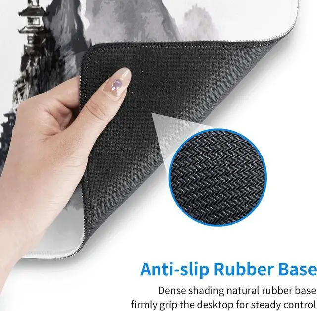 Alt view image 7 of 7 - Watercolor Japanese Samurai Bushido Gaming Mouse Pad XL Non Slip Rubber Base Mousepad Stitched Edges Desk Pad Extended Large Mice Pad 31.5 X 11.8 Inch