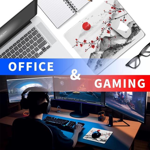 Alt view image 6 of 7 - Watercolor Cherry Blossom Mouse Pad Gaming Mousepad Large Japanese Sakura Mouse Mat with Stitched Edge Small Desk Pad for Wireless Mouse 10.28.30.12 Inch Non-Slip Rubber Base Office Gaming Working