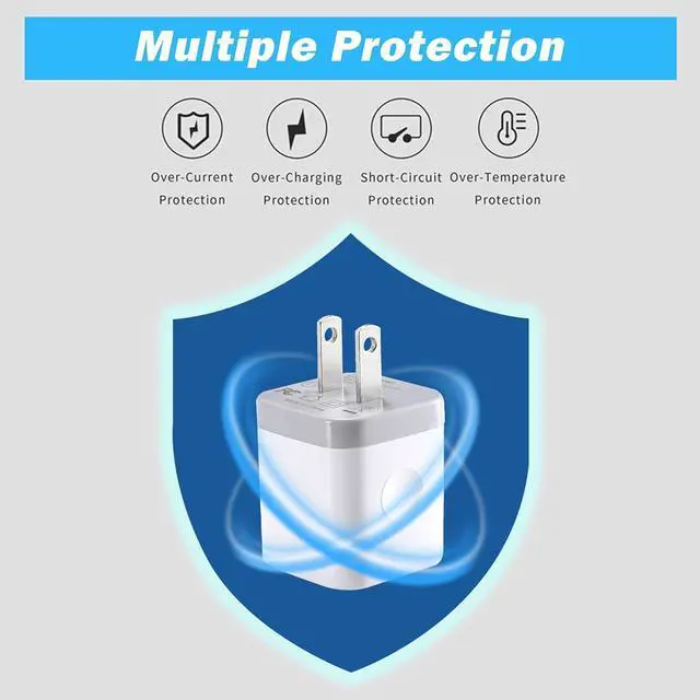 Alt view image 3 of 7 - USB Wall Charger 4-Pack 2.1A Dual Port USB Cube Power Adapter Charger Plug Charging Blocks Brick for iPhone 16e/16/15/14/13/12/11/XS/X/8/7/6 Plus Watch Series/Ultra Galaxy Moto Android