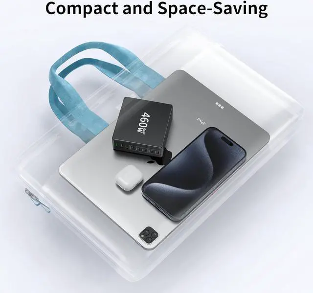 Alt view image 6 of 6 - USB C Charger 460W Fast GAN Charger Block 8 Port Charging Station Hub Brick Dual PD PPS 100W Laptop Charger Compatible with  HP MacBook Pro/Air/All iPad iPhone 16 15/14/13/Pro Max/Galaxy Note