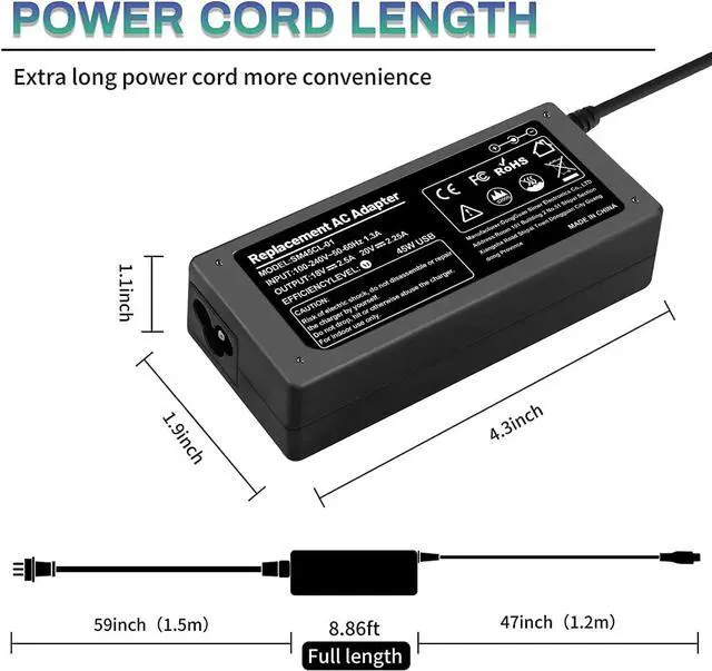 Alt view image 6 of 6 - Chromebook Charger 45W Fast USB C Laptop Charger for HP Chrome  Yoga Thinkpad   Latitude   Google Pixel  Matebook Computer Replacement Fits Any Type C Tablets & Phones
