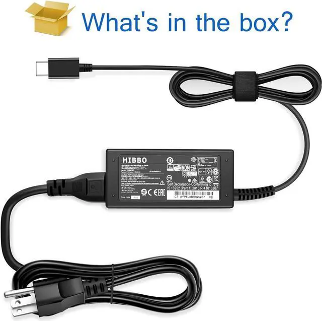 Alt view image 5 of 6 - Chromebook Charger USB C Laptop Charger Compatible with HP      Google Type C 45W Universal Power Adapter