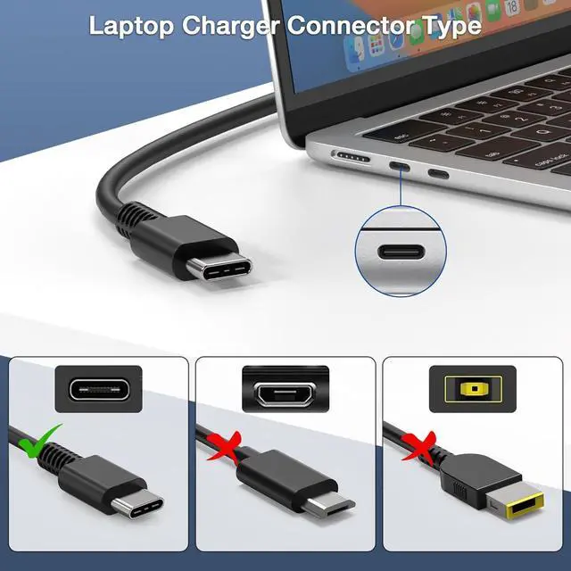Alt view image 4 of 7 - 65W Chromebook Charger USB C Compatible with Lenovo Thinkpad USB C Laptop Charge Replacement for Hp Dell Chromebook 3100 Latitude 5420 Asus Samsung Acer Computer Charger Type-c Power Supply
