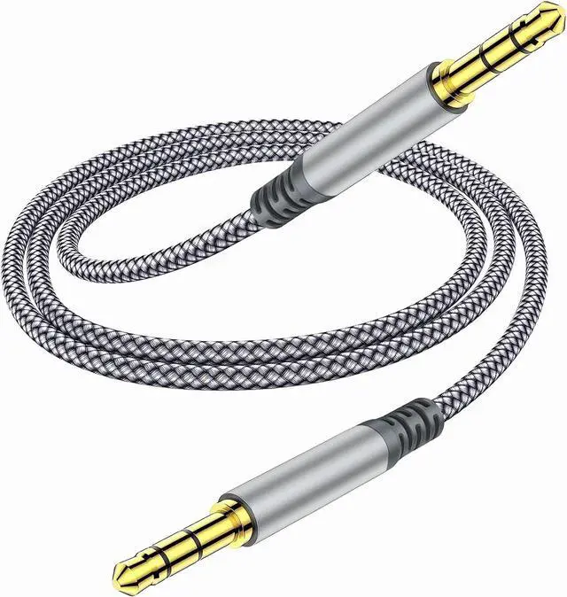Main image of 3.5mm Nylon Braided Aux Cable (3.3ft/1m) - Male to Male Audio Auxiliary Cord for Headphones Car Home Stereos Speaker iPhone iPad iPod Echo - Gray