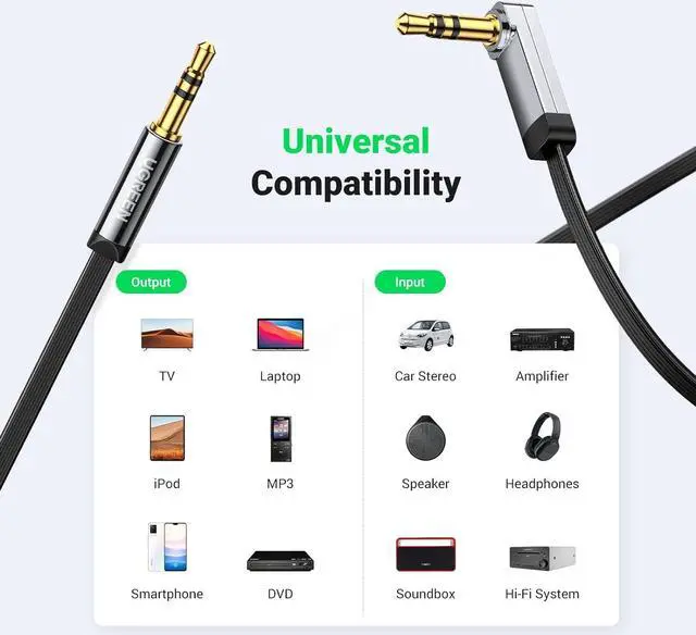 Alt view image 6 of 7 - 3.5mm Audio Cable Stereo Aux Cord 90 Degree Right Angle Compatible with Beats iPhone iPod iPad Tablets Speakers 24K Gold Plated Male to Male Black 3FT