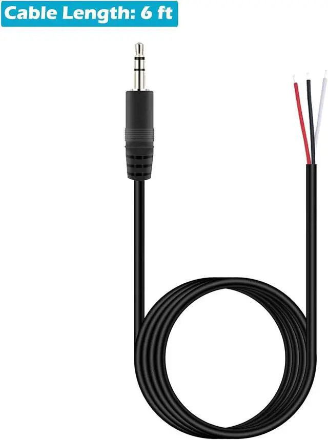 Alt view image 4 of 4 - 3.5mm 1/8 to Speaker Wire 2-Pack 6FT 3.5mm TRS Stereo Male Plug to Bare Wire Pigtail Connector Adapter Repair 3.5mm Jack Audio Cable for Speaker Headphone Headset Earphone