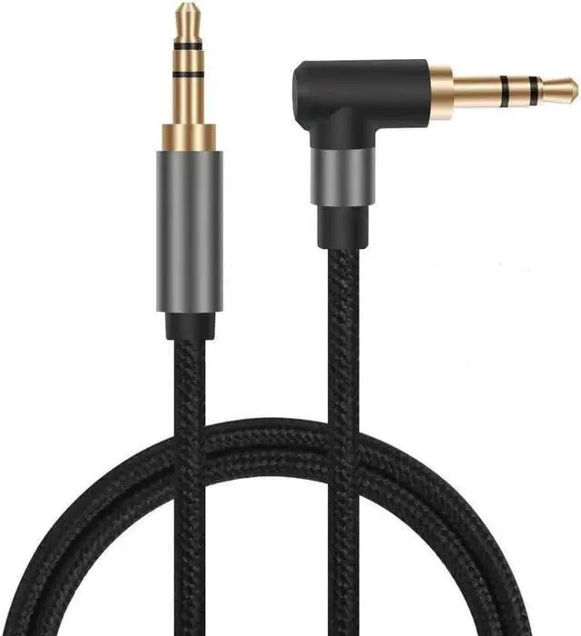 Alt view image 3 of 4 - 2 Pack 3.5mm Audio Cable Right Angle TRS 3.5 mm Headphone Cable 1/8 Stereo Auxiliary AUX Cord Male to Male Wires 90 Degree Braided for Car Speaker Echo Dot Beats 5ft