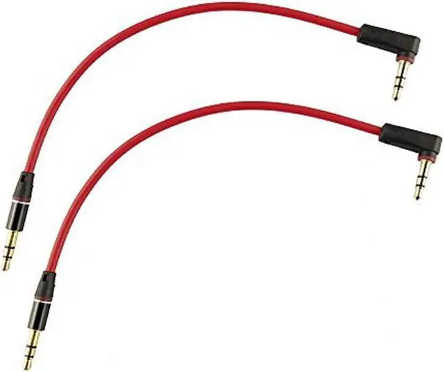 Main image of 3.5mm Aux Cable Short 2Pack 8inch 3Port 3.5mm Right Angle Male to Male Stereo Audio Cable Replacement for Headphones iPods iPhones iPads Home/Car Stereos and More