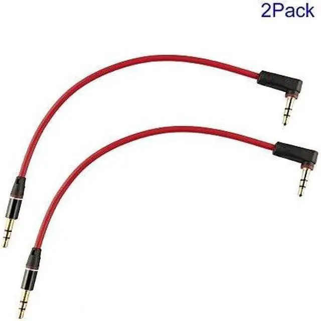Alt view image 2 of 6 - 3.5mm Aux Cable Short 2Pack 8inch 3Port 3.5mm Right Angle Male to Male Stereo Audio Cable Replacement for Headphones iPods iPhones iPads Home/Car Stereos and More