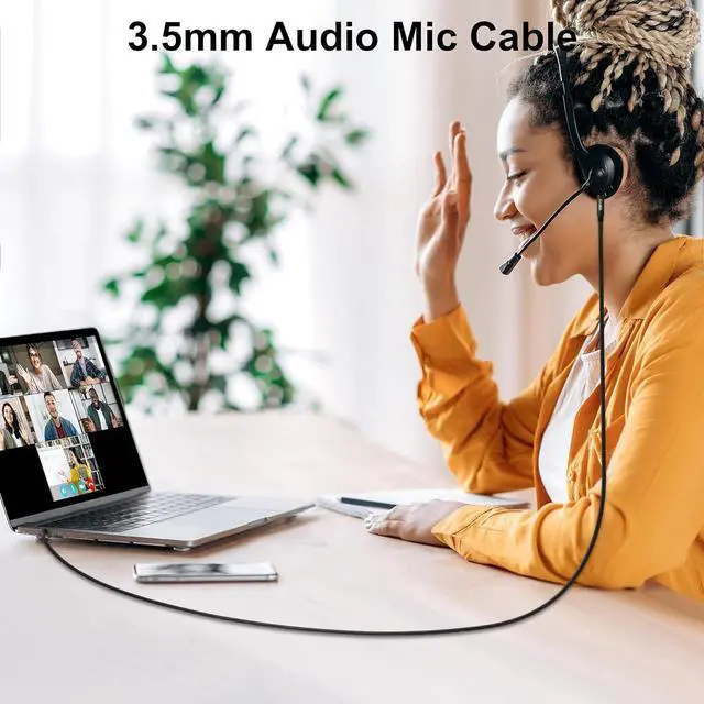 Alt view image 5 of 7 - 3.5mm Audio Cable 4-Pole Hi-Fi Stereo TRRS Aux Jack 15FT Nylon Braided Microphone Compatible 1/8 inch Male to Male Auxiliary Cord Extension for Headphones Car iPad Phone Tablet- Slim