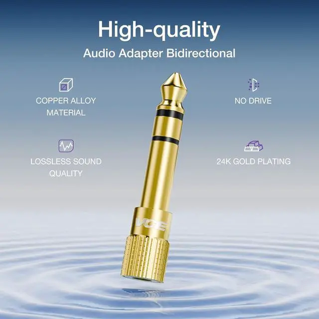 Alt view image 7 of 7 - 6.35mm (1/4 inch) Male to 3.5mm (1/8 inch) Female Stereo Audio Jack Adapter for Aux Cable Guitar Amplifier Headphone 2 Pack
