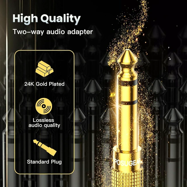 Alt view image 4 of 7 - 6.35mm 1/4 Male to 3.5mm 1/8 Female Headphone Jack Adapter 2 Pack