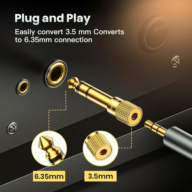 Alt view image 5 of 7 - 6.35mm 1/4 Male to 3.5mm 1/8 Female Headphone Jack Adapter 2 Pack