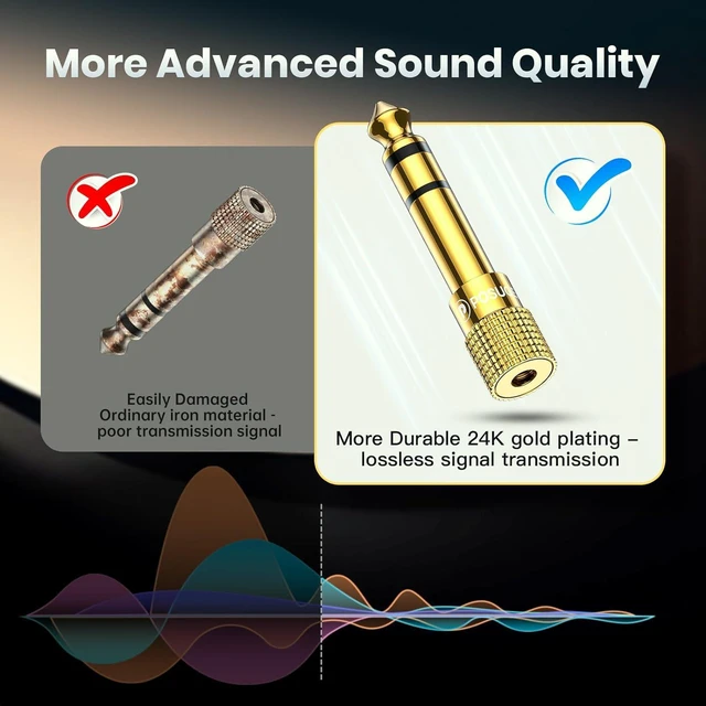 Alt view image 6 of 7 - 6.35mm 1/4 Male to 3.5mm 1/8 Female Headphone Jack Adapter 2 Pack