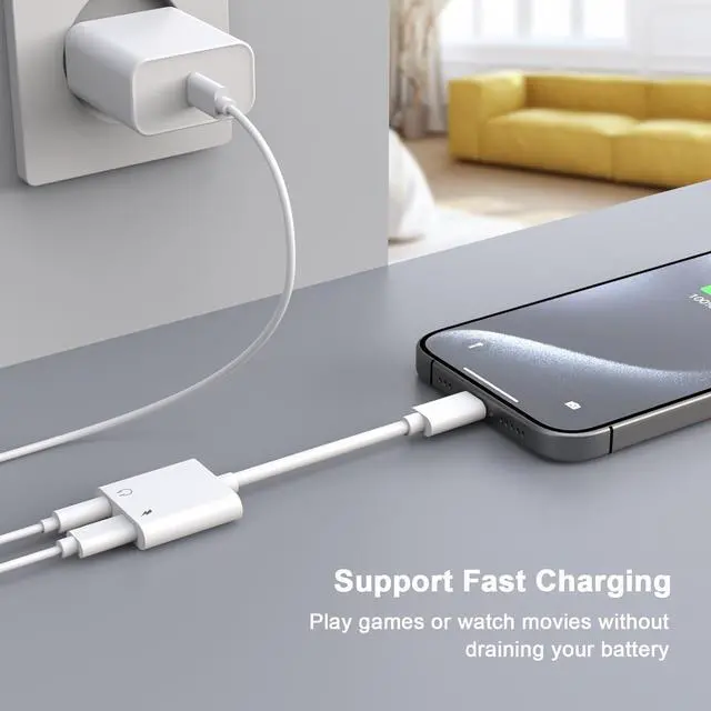 Alt view image 3 of 7 - Headphone Adapter for iPhone - 2 Pack USB Type C to Aux Audio Jack Adapter with PD 60W Fast Charging Dongle for iPhone 16/16 Plus Max/15/15 Plus Max iPad Pro