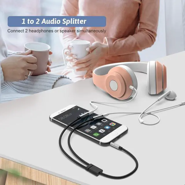 Alt view image 2 of 6 - Headphone Splitter 3.5mm Extension Cable Audio Stereo Y Splitter (Hi-Fi Sound) 3.5mm Male to Female Dual Headset Jack Adapter for iPhone  Tablet Laptop PS4 Switch & More