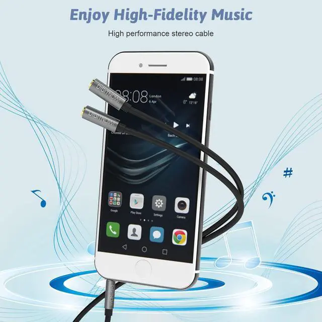 Alt view image 3 of 6 - Headphone Splitter 3.5mm Extension Cable Audio Stereo Y Splitter (Hi-Fi Sound) 3.5mm Male to Female Dual Headset Jack Adapter for iPhone  Tablet Laptop PS4 Switch & More