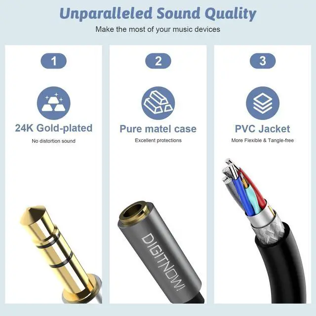 Alt view image 5 of 6 - Headphone Splitter 3.5mm Extension Cable Audio Stereo Y Splitter (Hi-Fi Sound) 3.5mm Male to Female Dual Headset Jack Adapter for iPhone  Tablet Laptop PS4 Switch & More