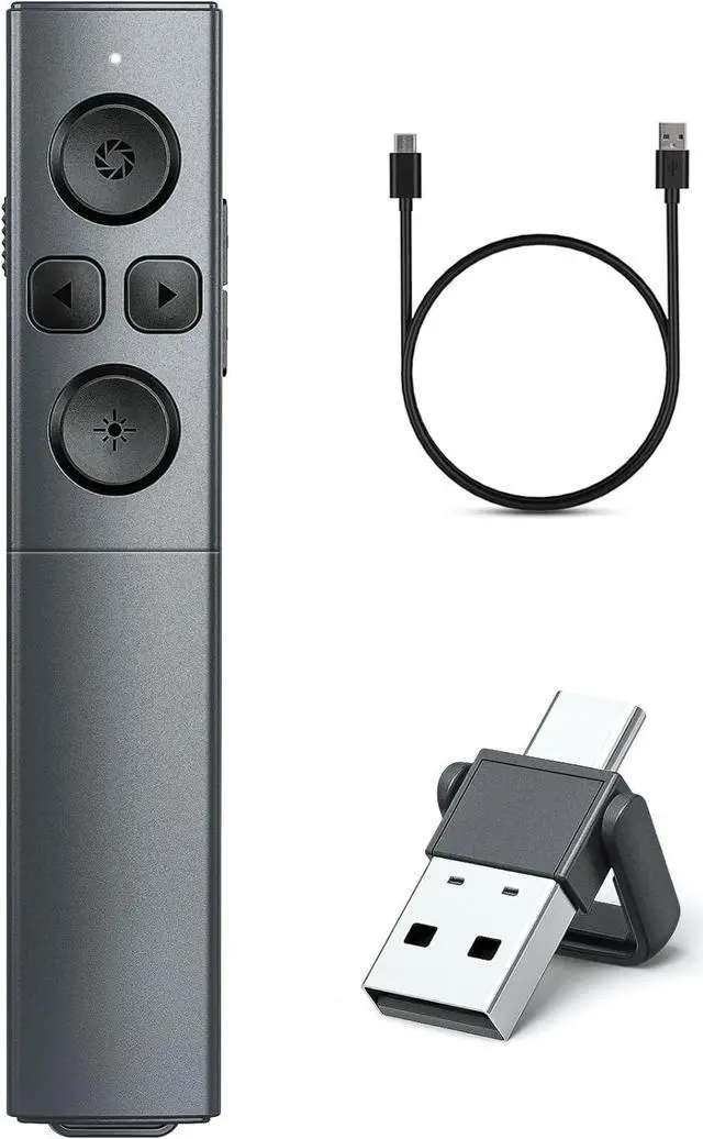 Main image of 2-in-1 USB Type C Presentation Clicker Rechargeable Wireless Presenter Remote Clicker for PowerPoint Presentations Pointer for Presentations Slide Advancer with Volume Control for Mac Computer PPT