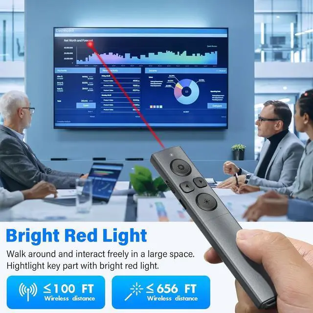 Alt view image 3 of 7 - 2-in-1 USB Type C Presentation Clicker Rechargeable Wireless Presenter Remote Clicker for PowerPoint Presentations Pointer for Presentations Slide Advancer with Volume Control for Mac Computer PPT