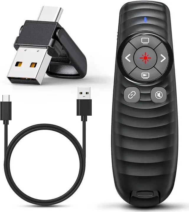 Main image of Presentation Clicker Wireless Presenter Remote Clicker for 2-in-1 USB Type C Powerpoint Clicker with Pointer Rechargeable Presentation Pointer PPT Slide Advancer for Mac/Google Slide/Keynote