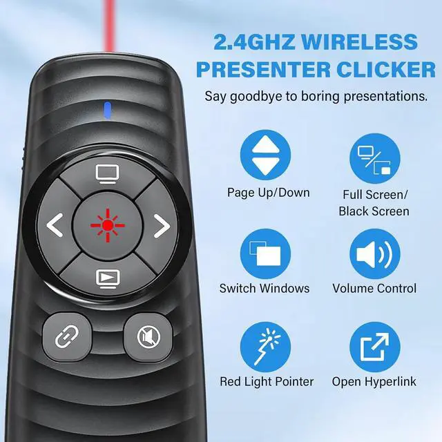 Alt view image 2 of 7 - Presentation Clicker Wireless Presenter Remote Clicker for 2-in-1 USB Type C Powerpoint Clicker with Pointer Rechargeable Presentation Pointer PPT Slide Advancer for Mac/Google Slide/Keynote