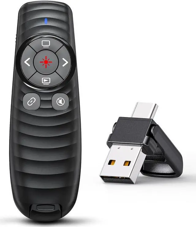 Main image of Presentation Clicker Wireless Presenter Remote Clicker for 2-in-1 USB Type C Powerpoint Clicker with Pointer RF 2.4GHz USB C Presentation Pointer PPT Slide Advancer for Mac/Google Slide/Keynote