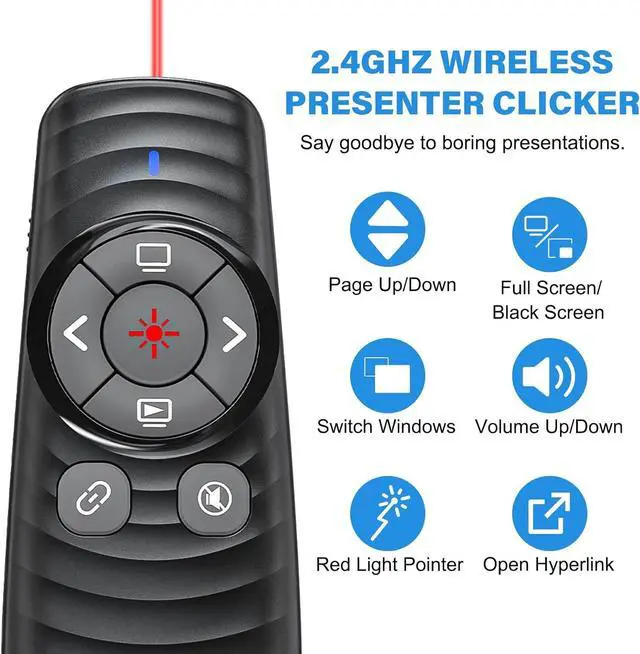 Alt view image 2 of 7 - Presentation Clicker Wireless Presenter Remote Clicker for 2-in-1 USB Type C Powerpoint Clicker with Pointer RF 2.4GHz USB C Presentation Pointer PPT Slide Advancer for Mac/Google Slide/Keynote