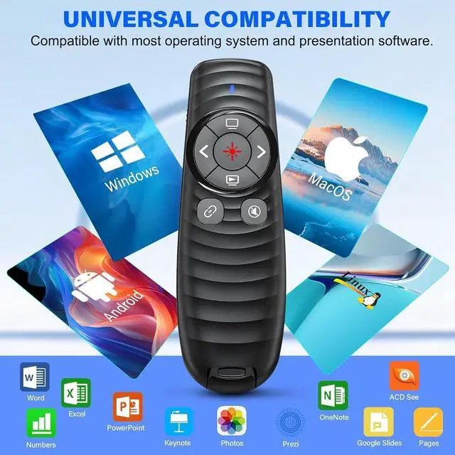 Alt view image 5 of 7 - Presentation Clicker Wireless Presenter Remote Clicker for 2-in-1 USB Type C Powerpoint Clicker with Pointer RF 2.4GHz USB C Presentation Pointer PPT Slide Advancer for Mac/Google Slide/Keynote