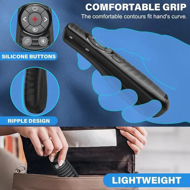 Alt view image 6 of 7 - Presentation Clicker Wireless Presenter Remote Clicker for 2-in-1 USB Type C Powerpoint Clicker with Pointer RF 2.4GHz USB C Presentation Pointer PPT Slide Advancer for Mac/Google Slide/Keynote