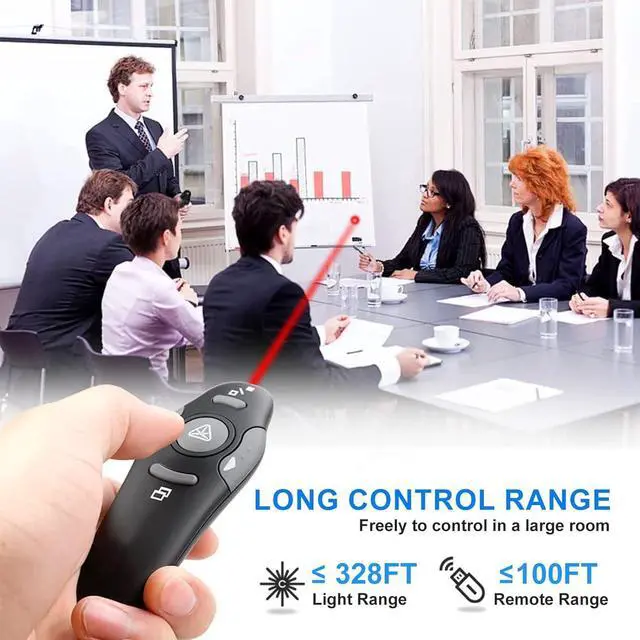 Alt view image 2 of 6 - Presentation Clicker Pointer Wireless Presenter Remote Control USB Presentation Remote PPT Clicker Slide Clicker Advancer for Mac/Win/Computer/Laptop