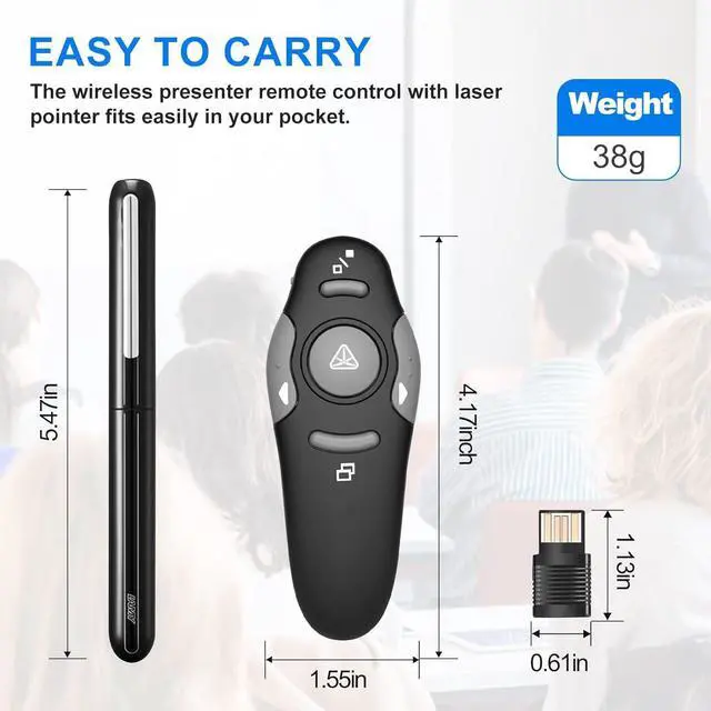 Alt view image 6 of 6 - Presentation Clicker Pointer Wireless Presenter Remote Control USB Presentation Remote PPT Clicker Slide Clicker Advancer for Mac/Win/Computer/Laptop