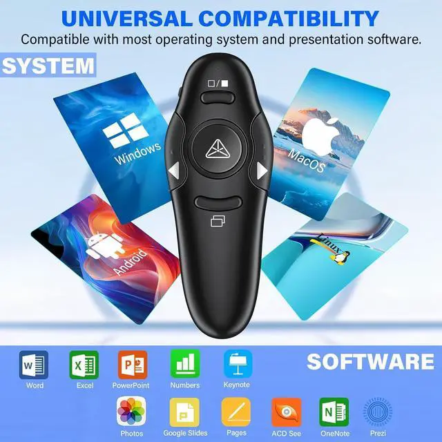 Alt view image 5 of 7 - 2-in-1 USB Type C Presentation Clicker Wireless Presenter Remote Clicker for PowerPoint Presentations with Laser Pointer RF 2.4GHz USB C PowerPoint Clicker Slide Advancer for Computer/Mac/Laptop
