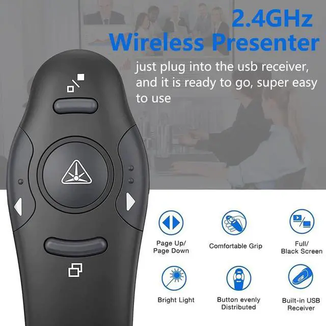Alt view image 2 of 7 - Presentation Clicker for PowerPoint Presentation Remote RF 2.4GHz Wireless Presenter Remote USB Google Slide Advancer PPT PowerPoint Clicker for Mac Keynote Computer Laptop (Black)