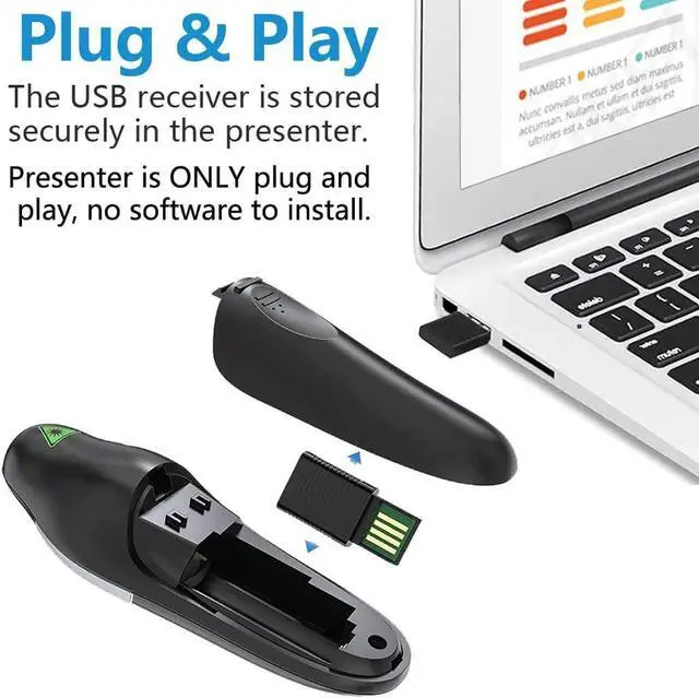 Alt view image 3 of 7 - Presentation Clicker for PowerPoint Presentation Remote RF 2.4GHz Wireless Presenter Remote USB Google Slide Advancer PPT PowerPoint Clicker for Mac Keynote Computer Laptop (Black)