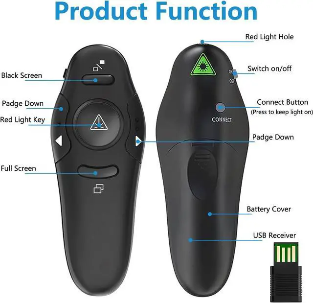 Alt view image 6 of 7 - Presentation Clicker for PowerPoint Presentation Remote RF 2.4GHz Wireless Presenter Remote USB Google Slide Advancer PPT PowerPoint Clicker for Mac Keynote Computer Laptop (Black)