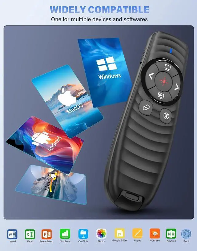 Alt view image 4 of 7 - Presentation Clicker Wireless 2-in-1 USB/Type C Rechargeable Presenter Remote Control for PowerPoint PPT Clicker Red Laser Pointer Slide Advancer RF2.4GHz (Red Light USB C Rechargeable)