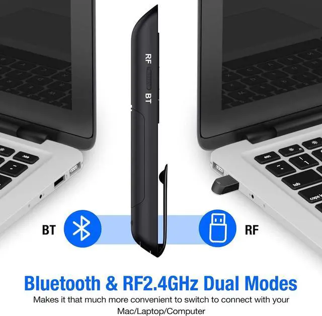 Alt view image 2 of 7 - Presentation Clicker with Bluetooth and RF 2.4GHz Dual Modes Red Light Wireless Presenter Remote Control for Powerpoint Presentations Pointer Slide Clicker for Mac Computer Powered by AAA