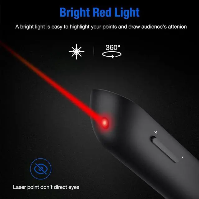Alt view image 3 of 7 - Presentation Clicker with Bluetooth and RF 2.4GHz Dual Modes Red Light Wireless Presenter Remote Control for Powerpoint Presentations Pointer Slide Clicker for Mac Computer Powered by AAA